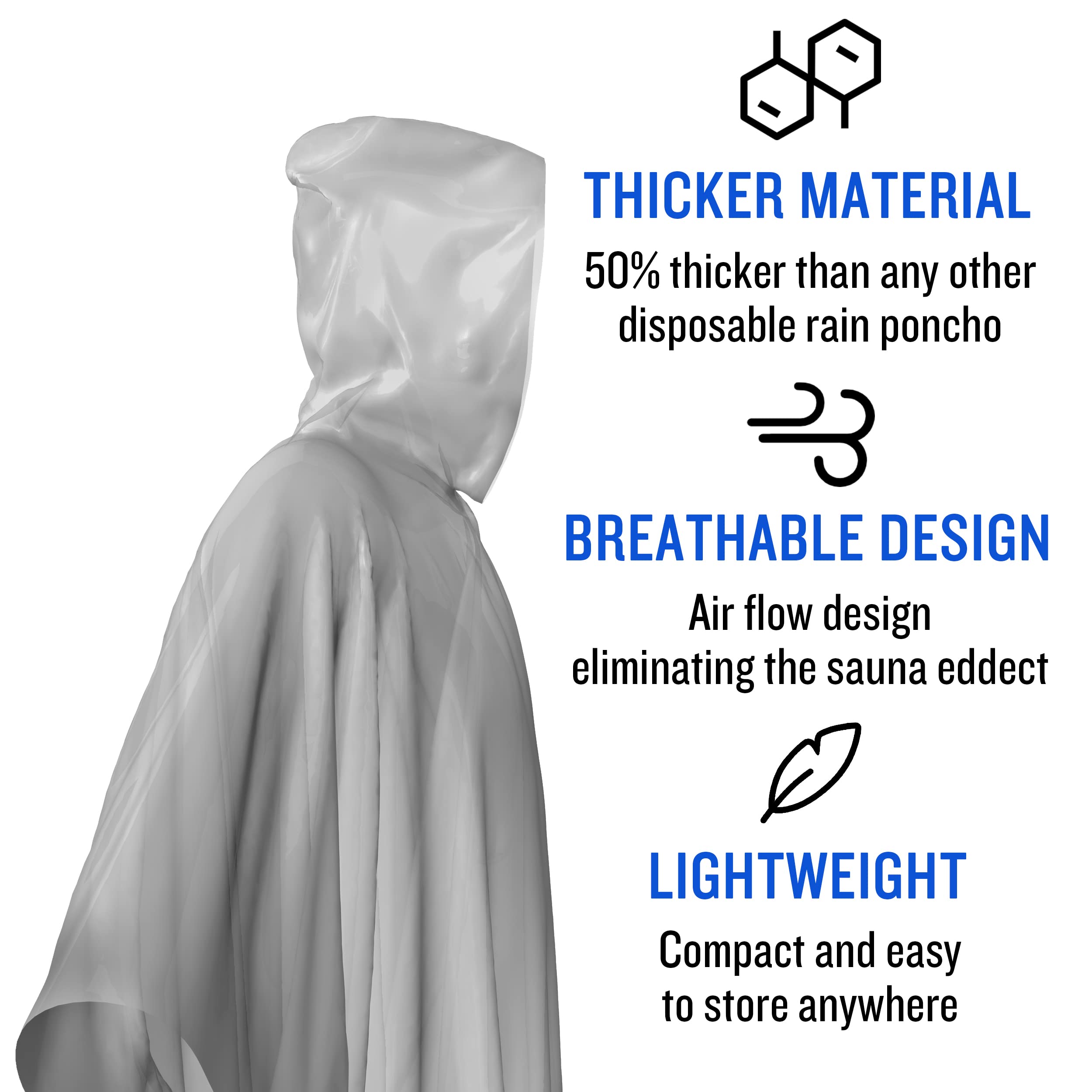 SaphiRose Disposable Rain Poncho Clear Ponchos for Adults (4 Pack)