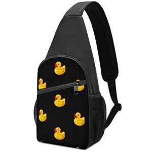rubber yellow duck small sling bag cute crossbody backpack print chest daypack for men women
