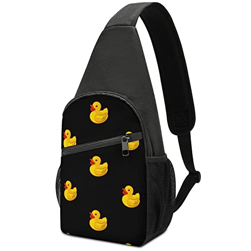 Rubber Yellow Duck Small Sling Bag Cute Crossbody Backpack Print Chest Daypack for Men Women