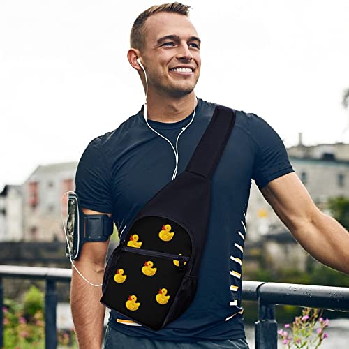 Rubber Yellow Duck Small Sling Bag Cute Crossbody Backpack Print Chest Daypack for Men Women