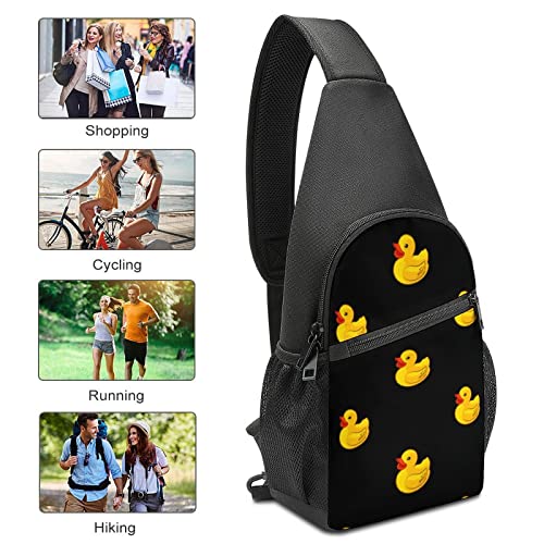 Rubber Yellow Duck Small Sling Bag Cute Crossbody Backpack Print Chest Daypack for Men Women