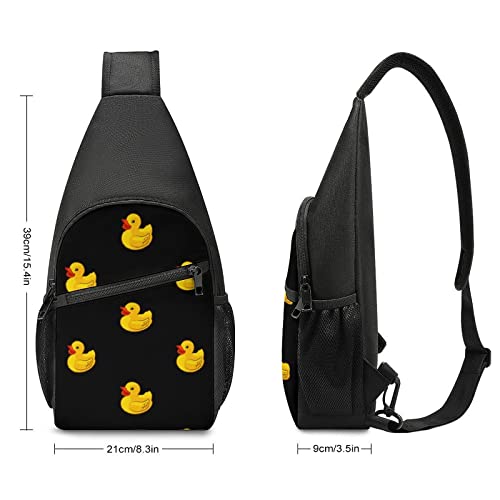 Rubber Yellow Duck Small Sling Bag Cute Crossbody Backpack Print Chest Daypack for Men Women