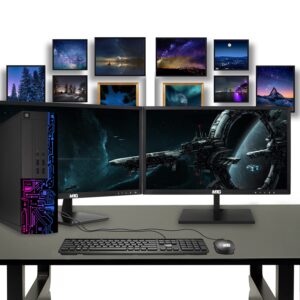 Computer Desktop PC, Intel Core i5, Siwa 8, 8GB RAM, 128GB SSD Boot + 500 GB HDD, Dual 27 Inch Monitor, MTG USB Wired Keyboard Mouse, Speaker with Webcam, WiFi, Win 11 Home (Renewed)