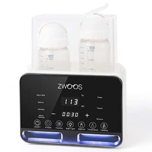 zwoos bottle warmer for breastmilk and formula, multifunction double bottle warmer for all bottles with accurate temperature control - warm fast, easy to use