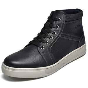 athletic shoe, genuine leather casual walking sneaker shoes mid-top black 10.5