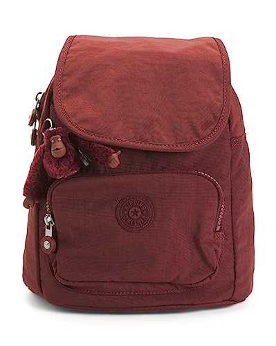 Kipling Women's Marigold Small Backpack, Adjustable, Removable Crossbody Strap, Nylon Travel Organizer, Intense Maroon B, 9''L x 11.75''H x 5''D