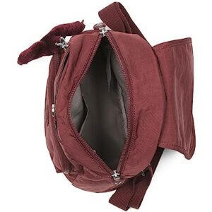 Kipling Women's Marigold Small Backpack, Adjustable, Removable Crossbody Strap, Nylon Travel Organizer, Intense Maroon B, 9''L x 11.75''H x 5''D