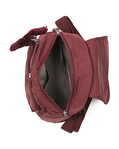 Kipling Women's Marigold Small Backpack, Adjustable, Removable Crossbody Strap, Nylon Travel Organizer, Intense Maroon B, 9''L x 11.75''H x 5''D