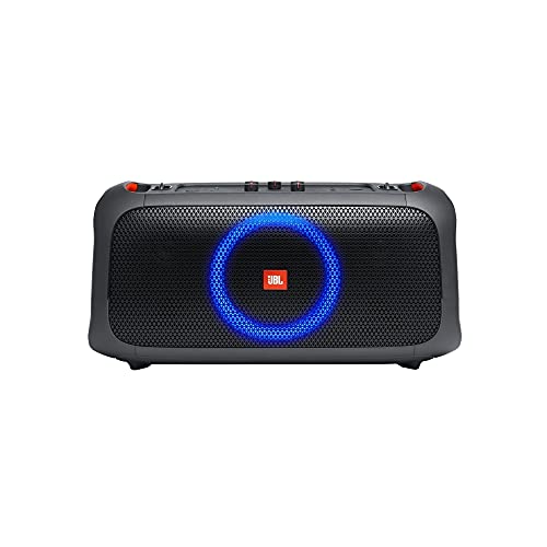 JBL PartyBox On-The-Go Powerful Portable Bluetooth Party Speaker with Dynamic Light Show, black and JBL Wireless Two Microphone System with Dual-Channel Receiver, Black