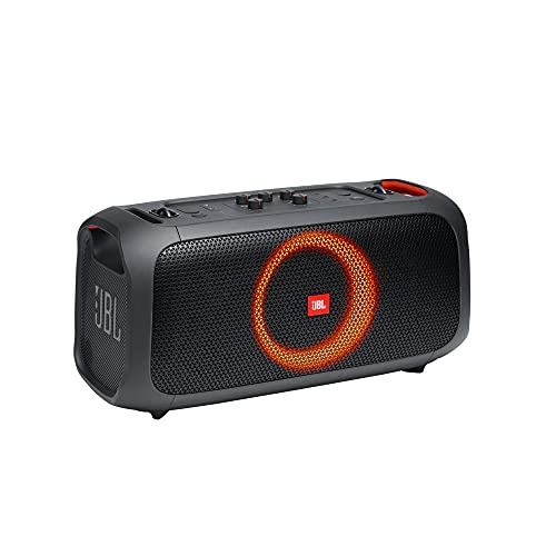 JBL PartyBox On-The-Go Powerful Portable Bluetooth Party Speaker with Dynamic Light Show, black and JBL Wireless Two Microphone System with Dual-Channel Receiver, Black