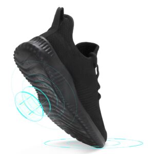 Slip On Sneakers for Women-Fashion Sneakers Walking Shoes Non Slip Lightweight Breathable Mesh Running Shoes Comfortable All Black 8.5