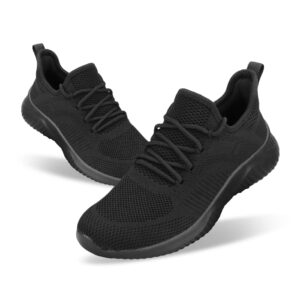 Slip On Sneakers for Women-Fashion Sneakers Walking Shoes Non Slip Lightweight Breathable Mesh Running Shoes Comfortable All Black 8.5