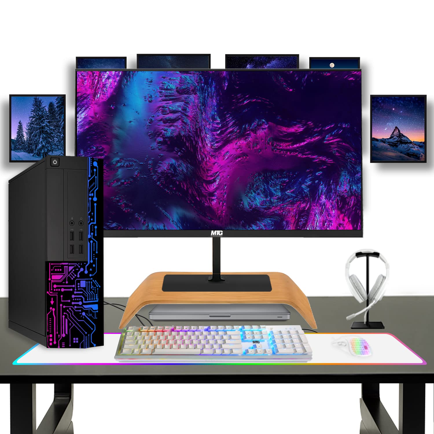 Computer Desktop PC, Intel Core i7, TechMagnet Siwa 8, 16GB RAM, 128GB SSD Boot + 2TB HDD, New MTG Dual 22 Inch Monitor, Gaming Kit with Webcam, WiFi, Win 11 Home (Renewed)