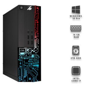 Computer Desktop PC, Intel Core i7, TechMagnet Siwa 8, 16GB RAM, 128GB SSD Boot + 2TB HDD, New MTG Dual 22 Inch Monitor, Gaming Kit with Webcam, WiFi, Win 11 Home (Renewed)