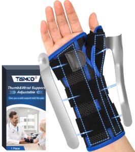 wrist brace with thumb spica splint - adjustable thumb wrist support for carpal tunnel, arthritis, sprains, tendonitis, ligament injury, de quervain's tenosynovitis and sports protection fit women & men (right hand)