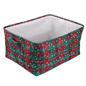 Storage Basket for Xmas Decorations, Buffalo Check Toys Gift Basket Christmas Ornament Storage Box Collapsible Storage Bins Christmas Storage Container with Handles for Blankets/Clothes/Books, Large