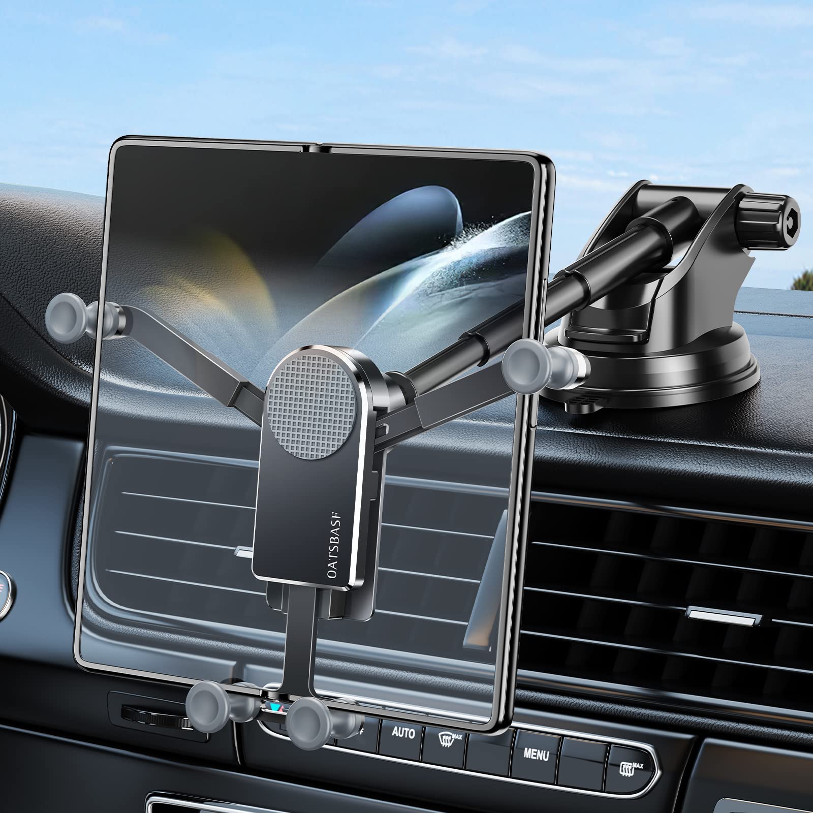 xuenair Z Fold 4 Car Mount Dashboard Z Fold 5 Car Mount Aluminum, Amazing 2 Mode Google Pixel Fold Car Mount for Samsung Galaxy Z Fold 5 4 3 2 and 4.7-6.9" iPhones Google Samsung