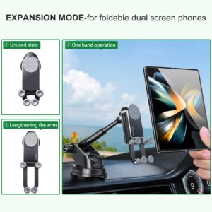 xuenair Z Fold 4 Car Mount Dashboard Z Fold 5 Car Mount Aluminum, Amazing 2 Mode Google Pixel Fold Car Mount for Samsung Galaxy Z Fold 5 4 3 2 and 4.7-6.9" iPhones Google Samsung