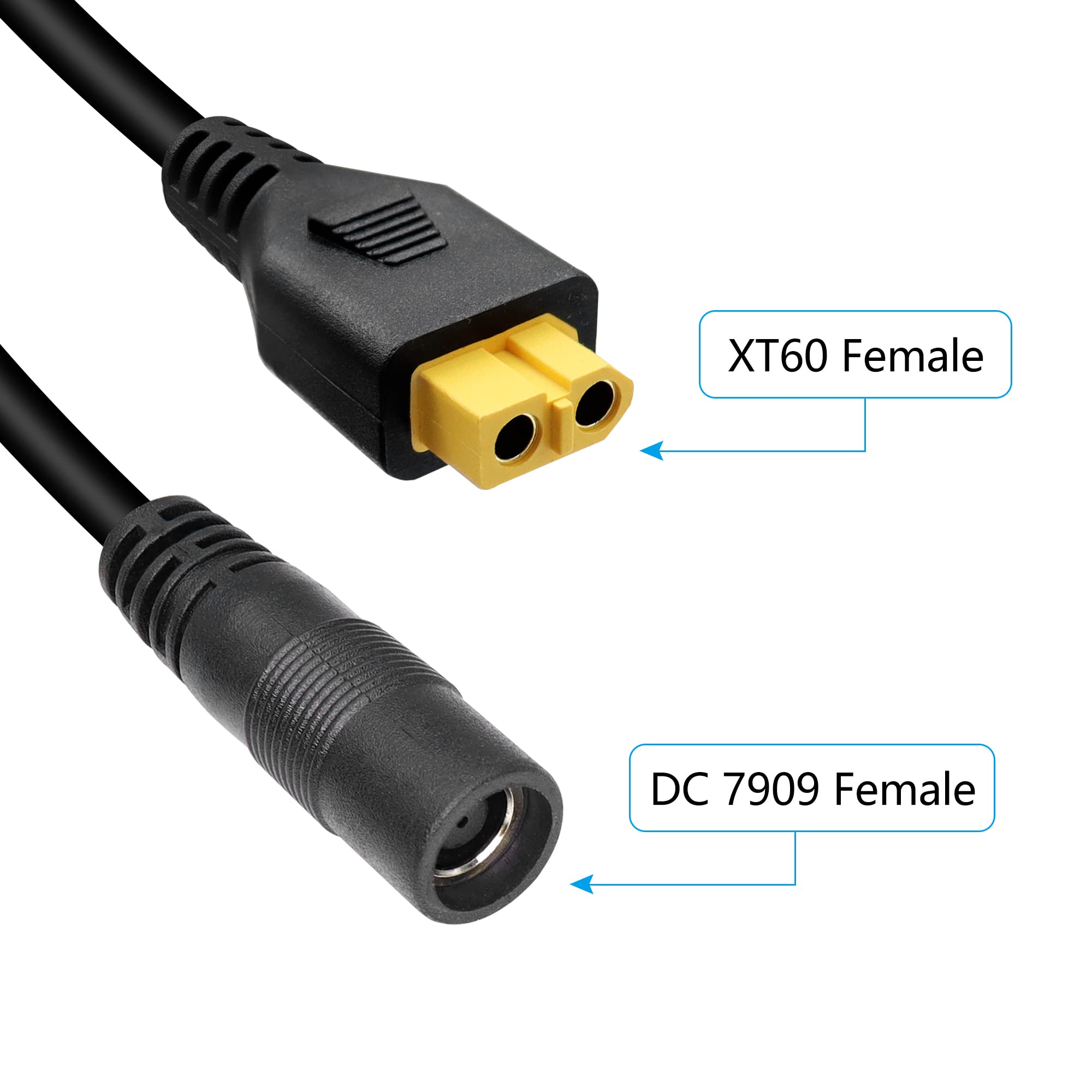 RIIEYOCA XT60 to DC 8mm Connector Adapter,XT60 Female to DC 7.9mm x 0.9mm Female 14AWG Power Cable,for Portable Power Station Solar Generator Solar Panel(1M/3Ft)