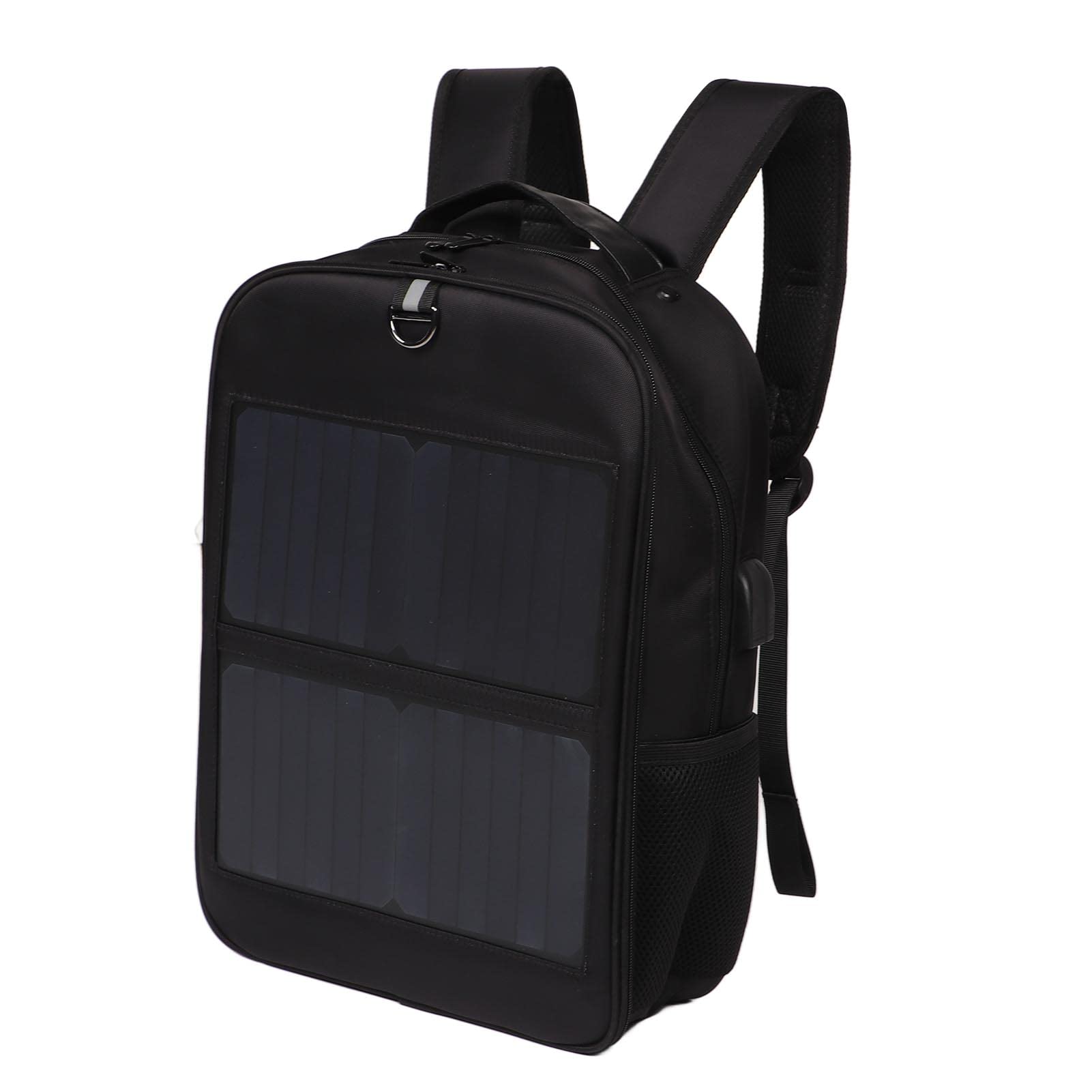 14W Solar Backpack, Lightweight Waterproof Ergonomic Solar Power Laptop Bag with 5V USB Output Port & Handle, Suppport 9 Smart Circuit Protections, for Hiking, Biking, Running