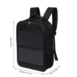 14W Solar Backpack, Lightweight Waterproof Ergonomic Solar Power Laptop Bag with 5V USB Output Port & Handle, Suppport 9 Smart Circuit Protections, for Hiking, Biking, Running