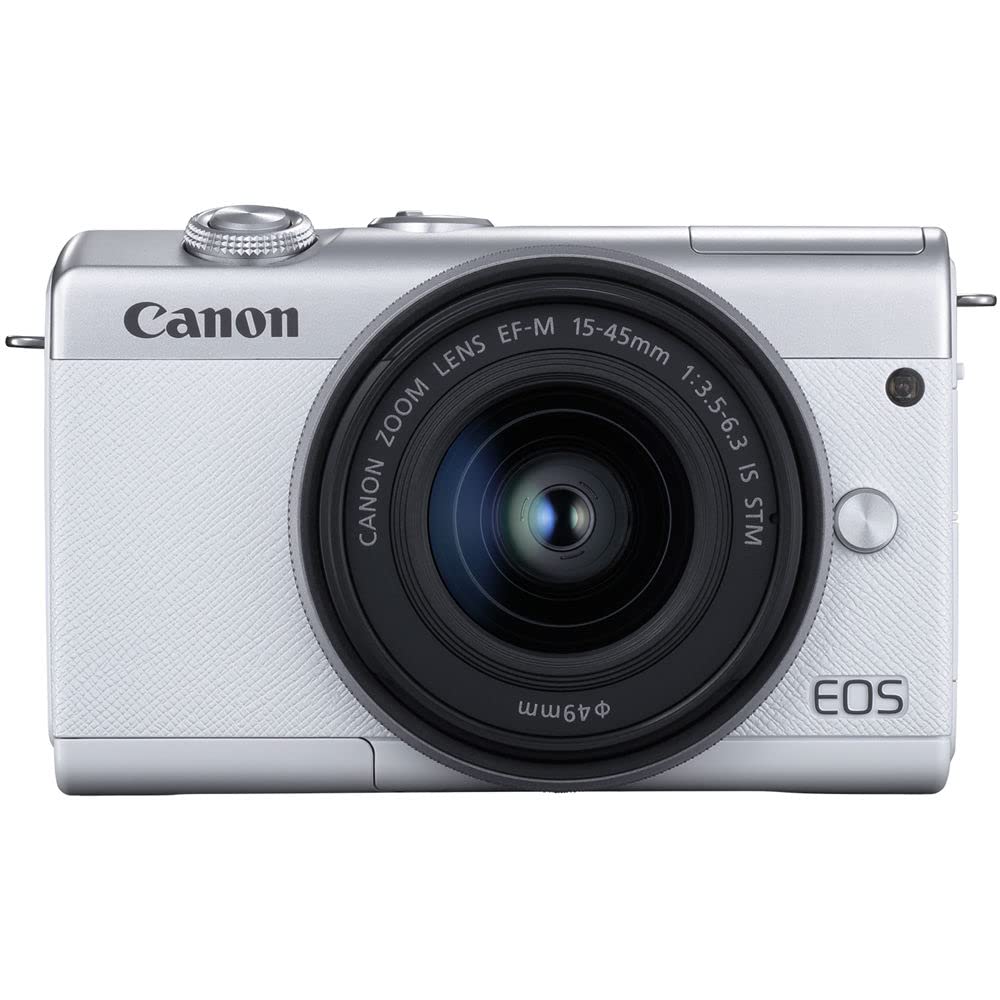 Canon EOS M200 Mirrorless Digital Camera with 15-45mm Lens (White) (3700C009), 64GB Card, Case, Filter Kit, Photo Software, LPE12 Battery, Charger, Card Reader + More (Renewed)