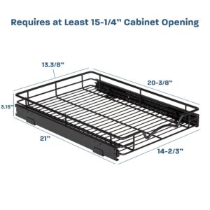 Hold N’ Storage Pull Out Cabinet Drawer Organizer, Heavy Duty-with Lifetime Limited Warranty- Slide Out Shelves, -11”W x 21”D - Requires At Least a 12-1/4” Cabinet Opening, Steel Metal, Black Finish