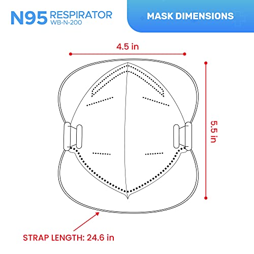 Well Before N95 Mask NIOSH Approved - Respirator Face Masks Individually Wrapped N95 Masks - Pack Of 10, White