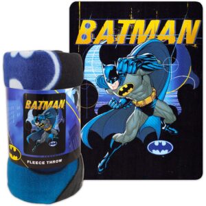 batman fleece blanket (45" x 60") | batman bedroom decor bundle with stickers and more for kids toddlers children | plush blanket | soft and exceptionally long-lasting