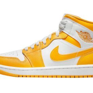 Jordan Womens WMNS Jordan 1 Mid BQ6472 117 White/University Gold - Size 11.5W