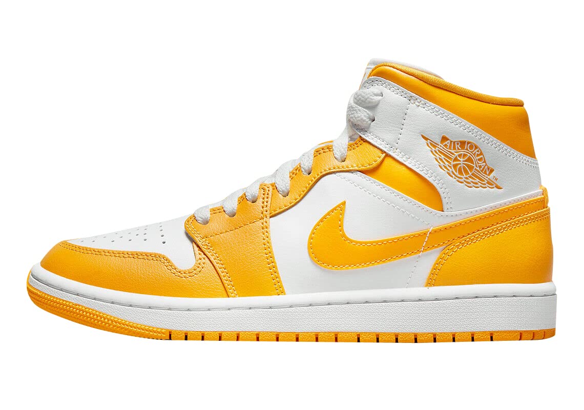 Jordan Womens WMNS Jordan 1 Mid BQ6472 117 White/University Gold - Size 11.5W