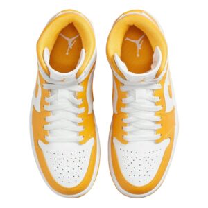 Jordan Womens WMNS Jordan 1 Mid BQ6472 117 White/University Gold - Size 11.5W