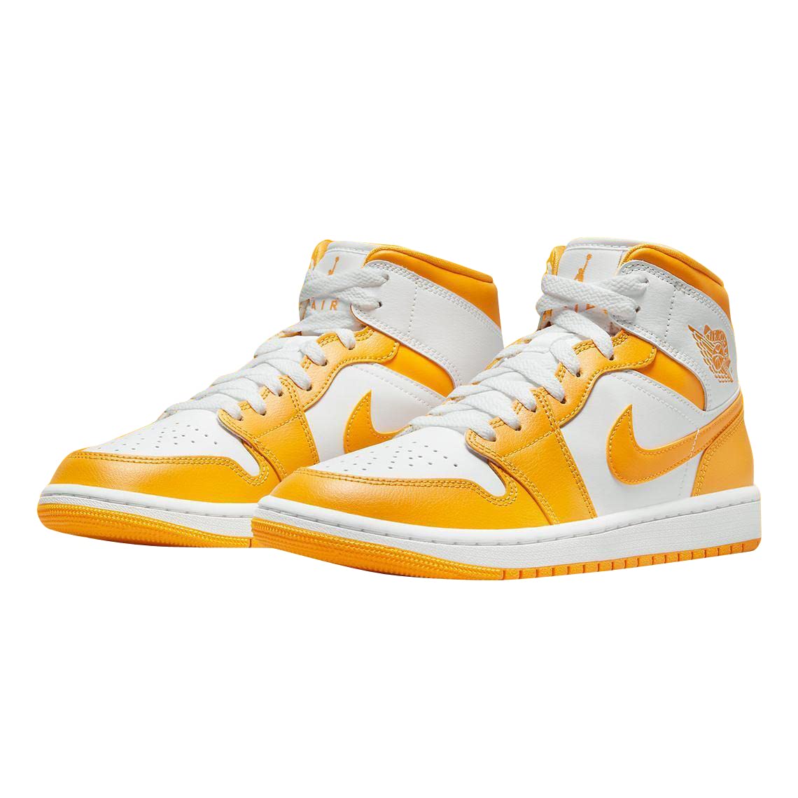 Jordan Womens WMNS Jordan 1 Mid BQ6472 117 White/University Gold - Size 11.5W