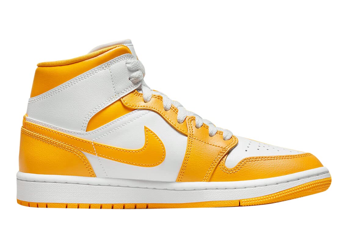 Jordan Womens WMNS Jordan 1 Mid BQ6472 117 White/University Gold - Size 11.5W