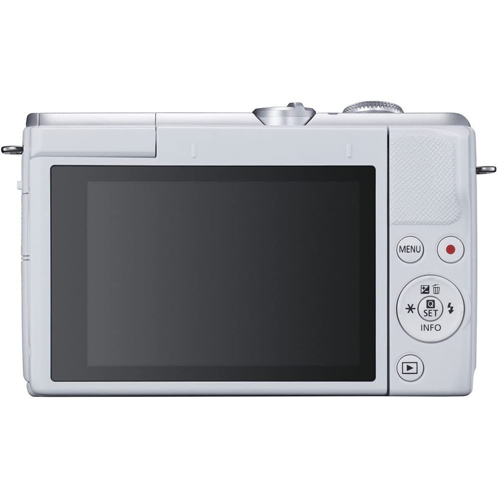 Canon EOS M200 Mirrorless Camera with 15-45mm Lens (White) (3700C009), 64GB Memory Card, Filter Kit, 2 x LPE12 Battery, External Charger, Card Reader, LED Light, Corel Photo Software + More (Renewed)