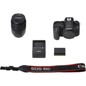 Canon EOS 90D DSLR Camera with 18-135mm Lens, Canon EF-S 10-18mm f/4.5-5.6 is STM Lens, Soft Padded Case, Memory Card, and More (Renewed)