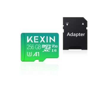 kexin 256gb micro sd card u3 sdxc up to 90mb/s high speed memory card with adapter, c10, u3, v30, full hd, 4k uhd, a1, micro sd card 256 gb
