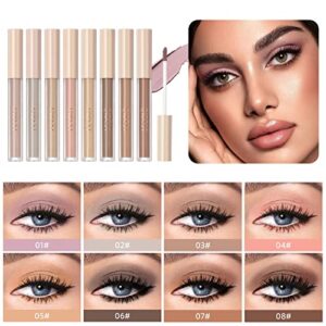 sumeitang 8 colors matte liquid eyeshadow set, neutral naked eyeshadow smooth lightweight high-pigmented cream brown eye shadow stick quick-drying waterproof long lasting eye makeup