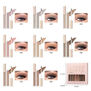 SUMEITANG 8 Colors Matte Liquid Eyeshadow Set, Neutral Naked Eyeshadow Smooth Lightweight High-pigmented Cream Brown Eye Shadow Stick Quick-Drying Waterproof Long Lasting Eye Makeup