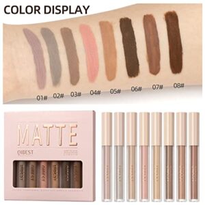 SUMEITANG 8 Colors Matte Liquid Eyeshadow Set, Neutral Naked Eyeshadow Smooth Lightweight High-pigmented Cream Brown Eye Shadow Stick Quick-Drying Waterproof Long Lasting Eye Makeup