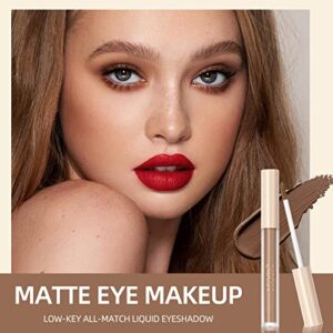 SUMEITANG 8 Colors Matte Liquid Eyeshadow Set, Neutral Naked Eyeshadow Smooth Lightweight High-pigmented Cream Brown Eye Shadow Stick Quick-Drying Waterproof Long Lasting Eye Makeup