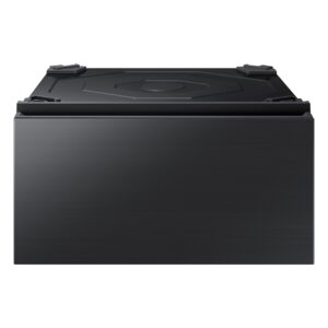 samsung 27-inch bespoke front load washer dryer pedestal stand w/ pull out laundry storage drawer, we502nv, brushed black