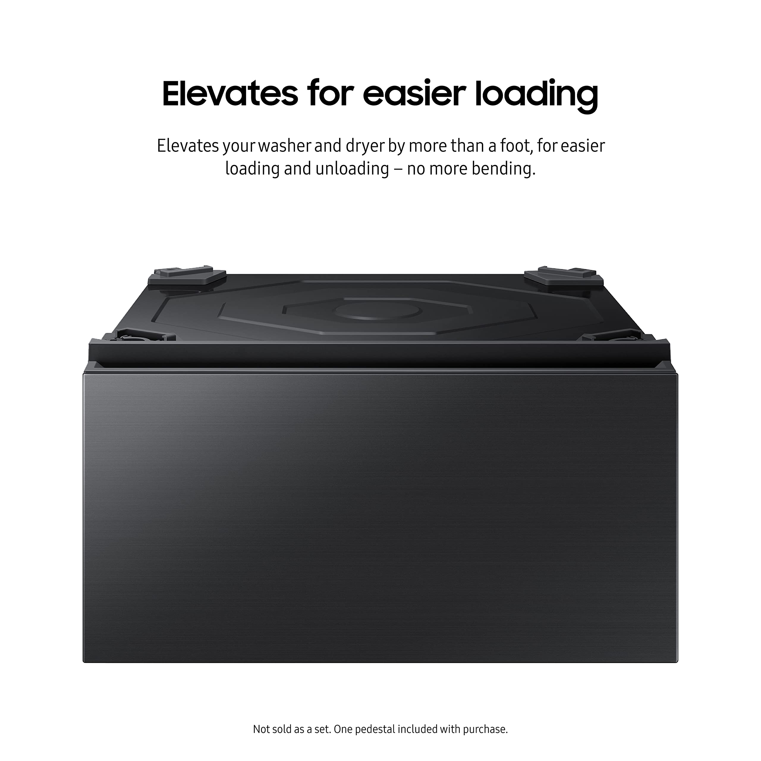 SAMSUNG 27-Inch Bespoke Front Load Washer Dryer Pedestal Stand w/ Pull Out Laundry Storage Drawer, WE502NV, Brushed Black