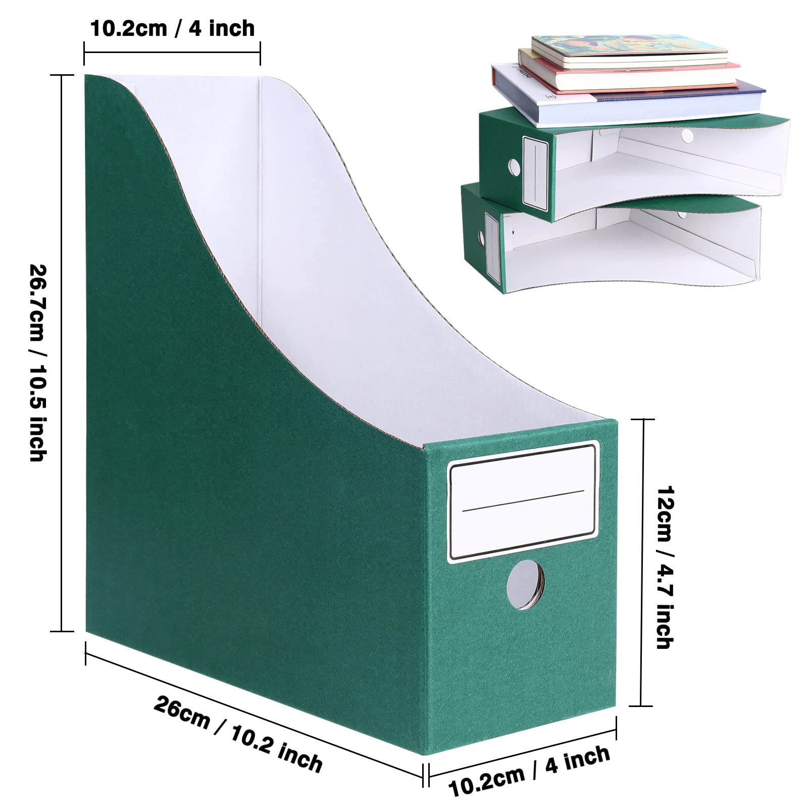 komstuon Magazine File Holder(6 Pack), Cardboard Magazine File Holder,Document Organizer,Desk File Organiser For School, Office, Home Magazine File Storage