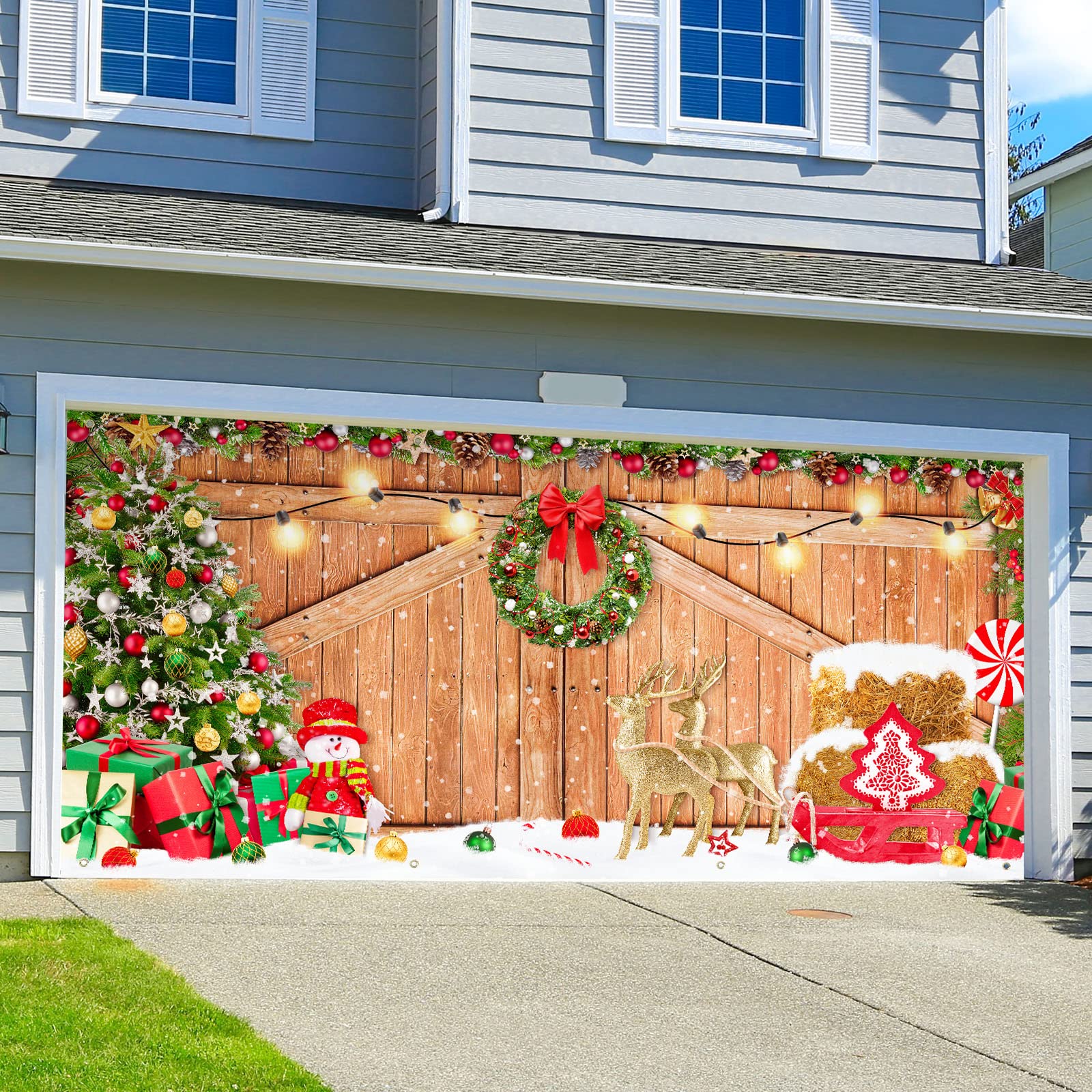 Christmas Garage Door Banner 6 x 13 ft Garage Door Christmas Decorations Large Christmas Backdrop Decoration Holiday Vinyl Cover Banner for Outdoor Indoor Home Nativity Xmas Wall Photo Background