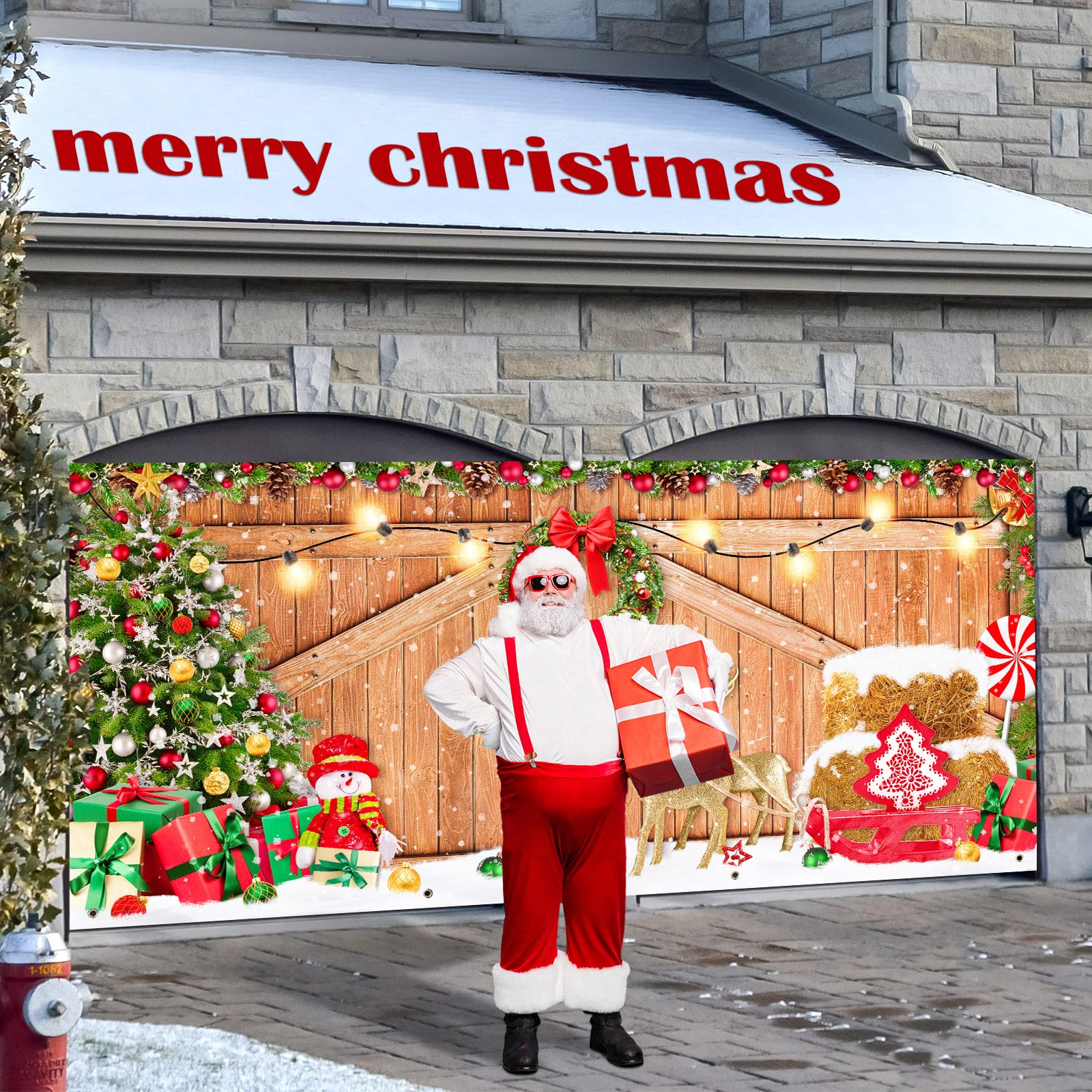 Christmas Garage Door Banner 6 x 13 ft Garage Door Christmas Decorations Large Christmas Backdrop Decoration Holiday Vinyl Cover Banner for Outdoor Indoor Home Nativity Xmas Wall Photo Background