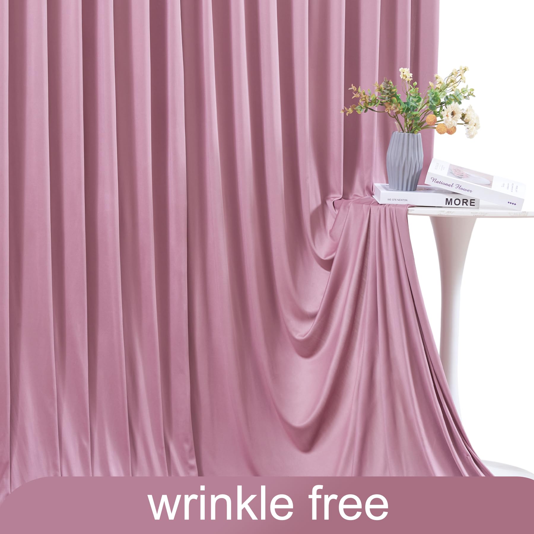 10x10 Dusty Pink Backdrop Curtain for Parties Wedding Wrinkle Free Pink Photo Curtains Backdrop Drapes Fabric Decoration for Birthday Party Baby Shower 5ft x 10ft,2 Panels