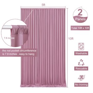 10x10 Dusty Pink Backdrop Curtain for Parties Wedding Wrinkle Free Pink Photo Curtains Backdrop Drapes Fabric Decoration for Birthday Party Baby Shower 5ft x 10ft,2 Panels