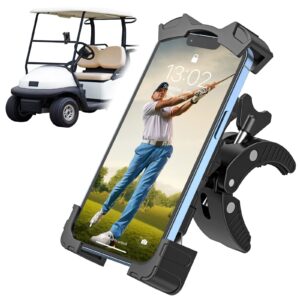 universal golf cart phone holder, adjustable bike phone mount bike phone holder for handlebars compatible with iphone14,13,12,11, pro max ,samsung galaxy s21, s10, s9,and all 4.7-6.8” cellphone