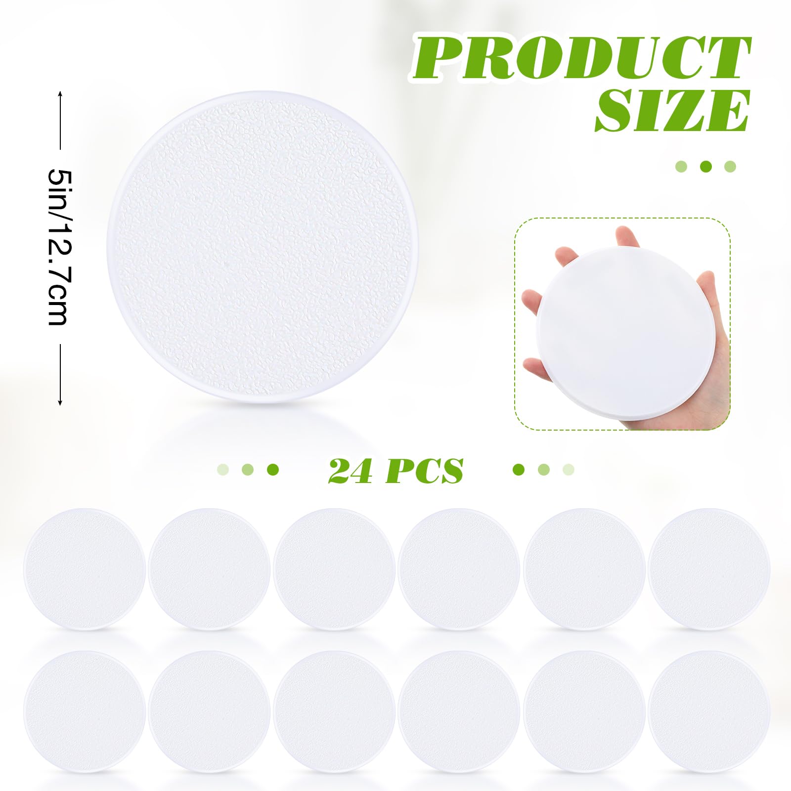 BBTO Door Stoppers Wall Protector 12 Pack 5 inch Door Knobs Protector White Round Wall Hole Cover Plastic Wall Self Adhesive Protector Avoiding Broken